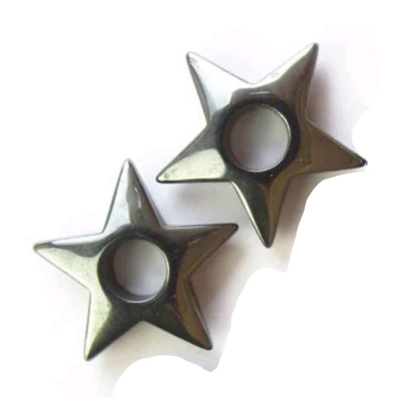 ✴️ 2x Hematite Star Dreadlock Beads - Picture 2 of 2